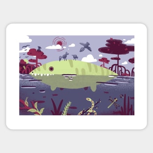 Saltwater Crocodile in Mangrove Swamp Sticker